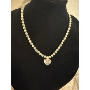 Sterling silver plate necklace handmade‎ t&c heart
